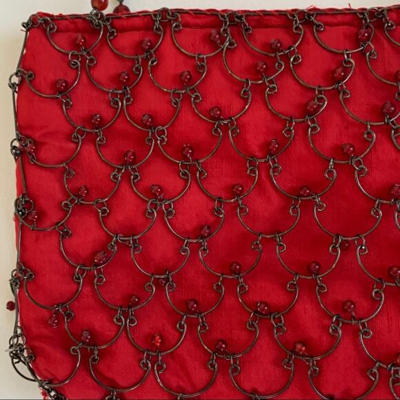 Eye Ful Bag Handbag Purse Red Metal Beaded Holiday Party Dressy Handbag NEW - Picture 8 of 16